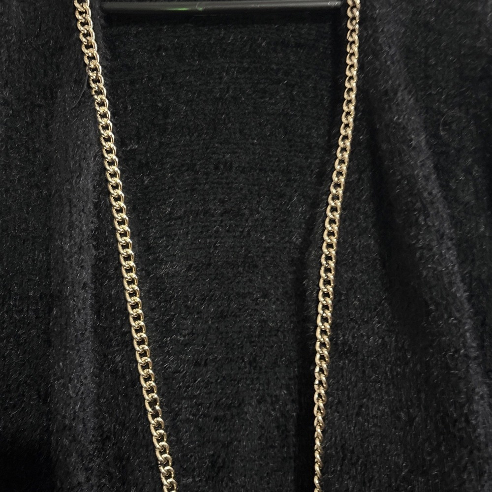 Forever 21 Woman's FuzzyCardigan Oversized Gold Chain Sweater Black Size Med - Picture 7 of 12
